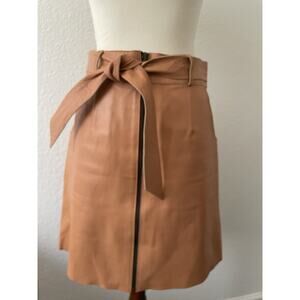 Flannel‎ Skirt Women S Mini Leather Belted A-Line Zip Front Lined Brown